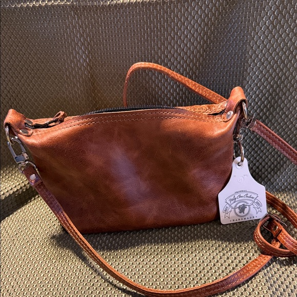 Holy Cow Couture Embossed Brown Shoulder Bag - Picture 6 of 9